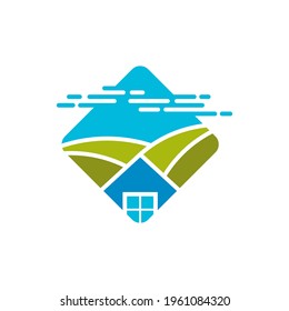 Diseño del logotipo de paisajes naturales ilustración vectorial, plantilla de diseño del logotipo de paisajes naturales creativos, iconos de símbolos