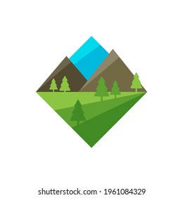 Nature Landscape logo design vector illustration, Creative Nature Landscape logo design concept template, symbols icons
