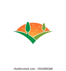 Nature Landscape logo design vector illustration, Creative Nature Landscape logo design concept template, symbols icons