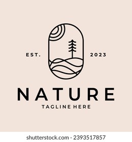 nature landscape minimal badge logo line art vector graphic design illustration