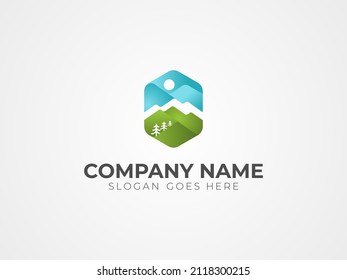 nature and landscape modern vector logo