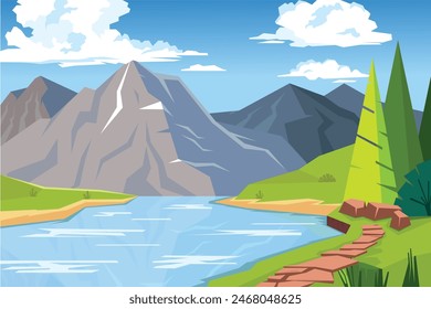 Nature Landscape Mountain Background Illustration