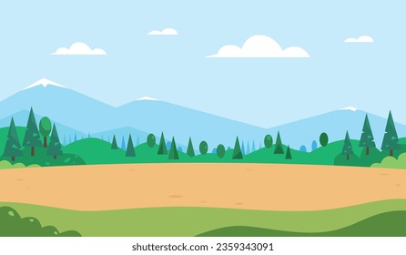 Naturlandschaft. Bergwald, leerer Hintergrund. Vektorgrafik