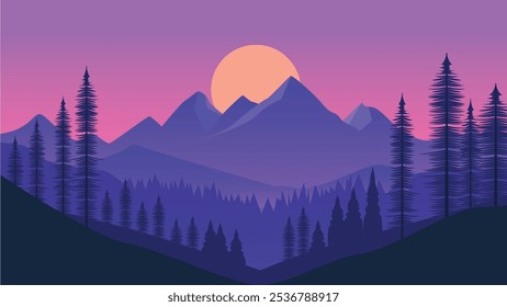 Natureza Paisagem de Montanha com Pinheira na Floresta