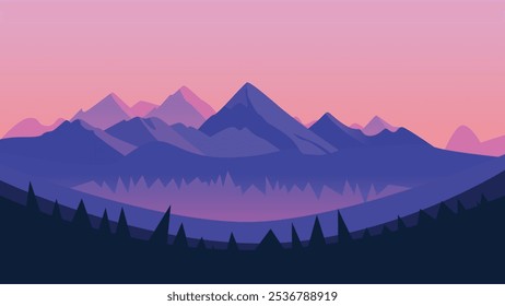 Nature Landscape of Mountain with Pine Tree in the Forest