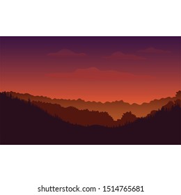 Nature Landscape of Mountain and Skyline Sunset Background