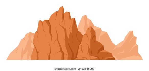 Montaña natural. Silueta de montaña silvestre, cordillera rocosa y pista de senderismo al aire libre, ilustración vectorial plana. Vista de montaña de dibujos animados