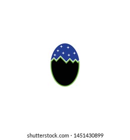 Nature landscape of mountains and forest in night logo templates