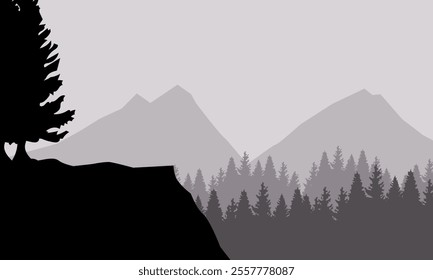 Nature landscape, mountains and pine forests