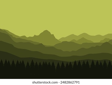 nature landscape mountains vector illustration.