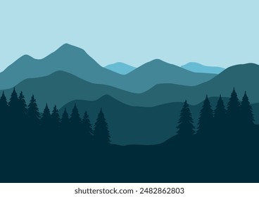 nature landscape mountains vector illustration.