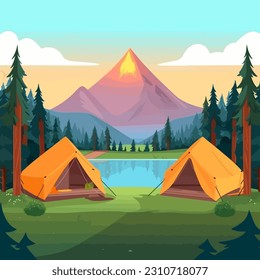 Nature Landscape Natural Flat Landscape Background For Video Conference
