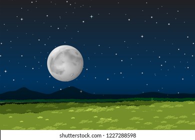 Nature landscape at night illustration