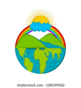 Nature landscape on a half earth. Vector illustration design