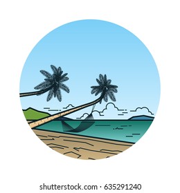 Nature landscape with palms and hammock