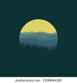 nature landscape panorama in circle illustration vector