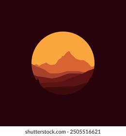 nature landscape panorama in circle illustration vector