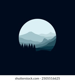 nature landscape panorama in circle illustration vector
