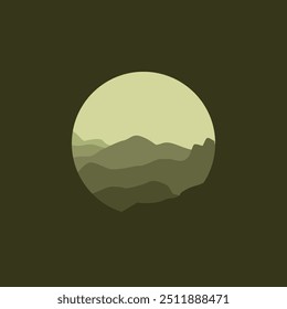 Nature landscape panorama in circle illustration vector. 