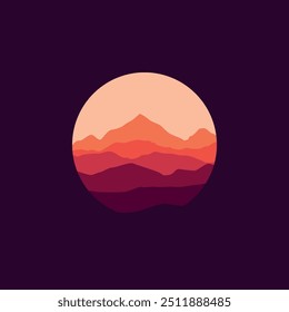 Nature landscape panorama in circle illustration vector. 