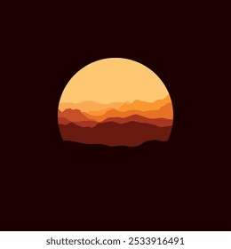 Nature landscape panorama in circle illustration