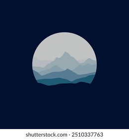 nature landscape panorama in circle vector illustration for sale