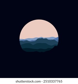 nature landscape panorama in circle vector illustration for sale