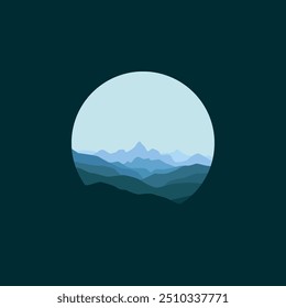 nature landscape panorama in circle vector illustration for sale