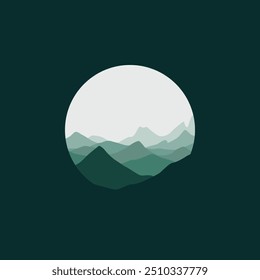 nature landscape panorama in circle vector illustration for sale