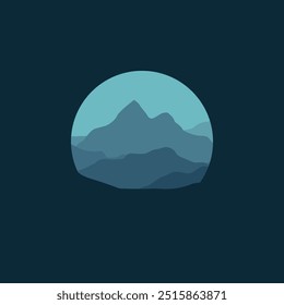 Nature landscape panorama illustration in circle.