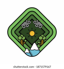 Nature landscape paper art illustration. Easy to edit with vector file. Can use for all your creative content. Especially about nature.