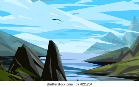 Nature landscape set