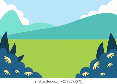 Nature landscape. Spring, summer. Modern isolated vector illustration.