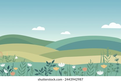 Nature and Landscape. Summer. Europe. Typography design. Set of flat vector illustrations. Poster, label, cover