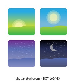 Nature Landscape Times Day Icons Morning Stock Vector (Royalty Free ...