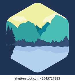 Nature landscape vector art background silhouette design