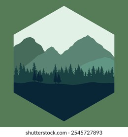 Nature landscape vector art background silhouette design