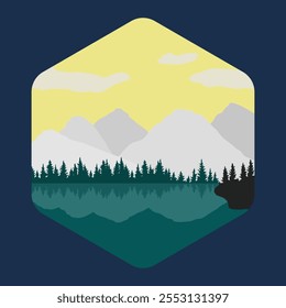 nature landscape vector art background silhouette t-shirt design
