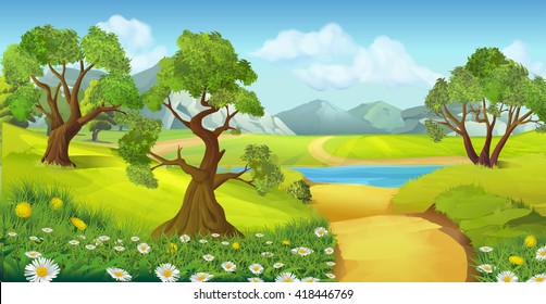 Nature, landscape, vector background
