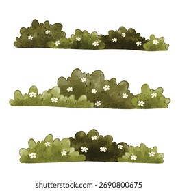 Vector del paisaje de la naturaleza con los arbustos verdes de la hierba y la flor blanca, perfectos para la invitación, saludo, diseño del Anuncio