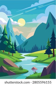 Nature landscape vector illsutration 7