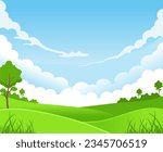 Nature landscape vector illustration. Nature landscape background. Meadow vector illustration