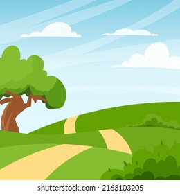 Nature landscape vector illustration.  background. Meadow vector illustration 