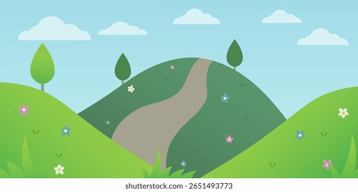 Nature landscape vector illustration. Nature landscape background. Meadow vector illustration 