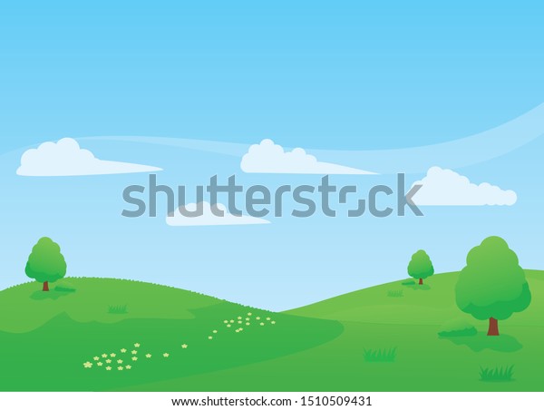 Nature Landscape Vector Illustration Green Meadow Stock Vector (Royalty ...