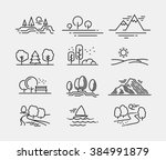 Nature Landscape Vector Line Icons 