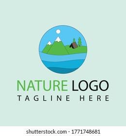 Nature landscape vector logo design template