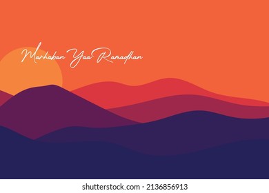 Vector de paisajes naturales para Ramadhan Kareem