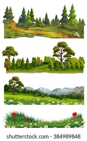 Nature landscape, vector set