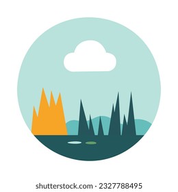 Nature landscape view of meadows environment design vector illustration